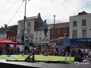 Acrobatic act on the 2021 Out There Festival