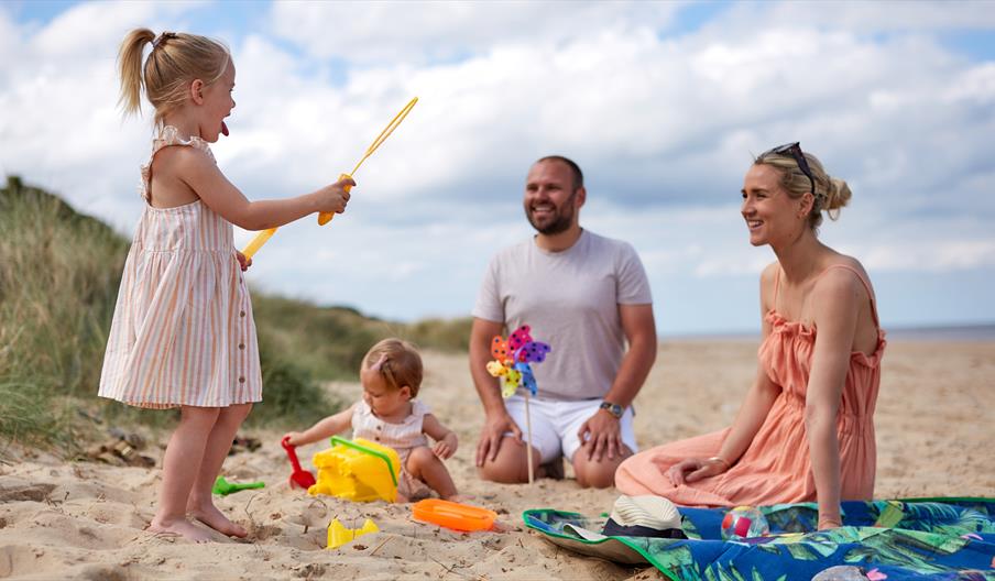 Family on beach