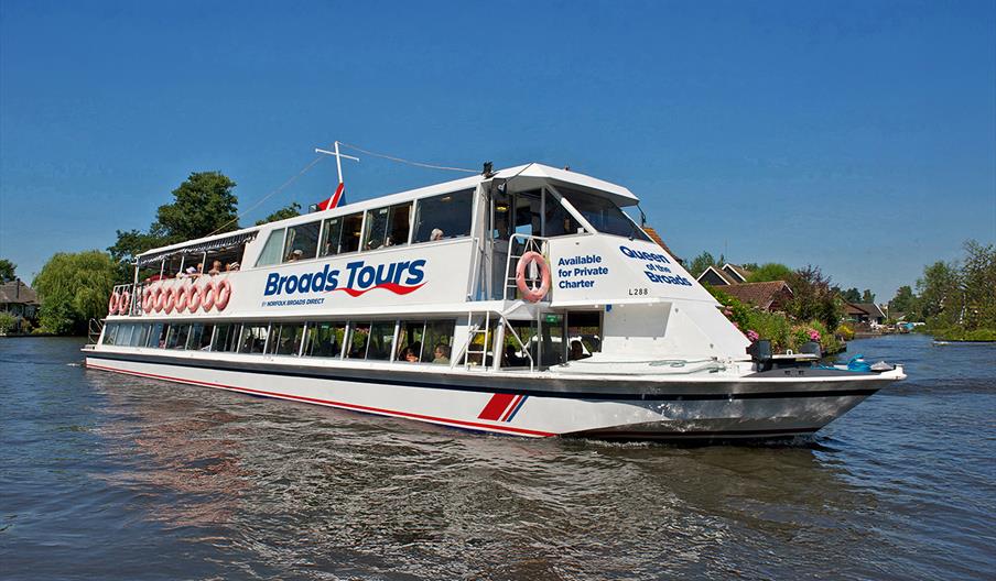 Queen of the Broads River Cruise Passenger Boat on the Norfolk Broads