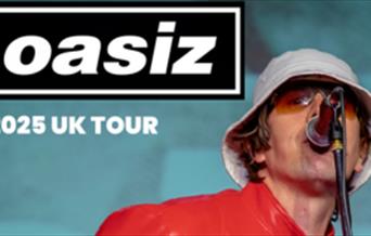 A man dressed as Liam Gallagher singing into a microphone