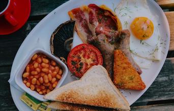 Plate of full English breakfast