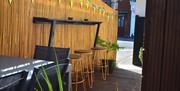Outside seating at Coral Bay Jamaican Restaurant